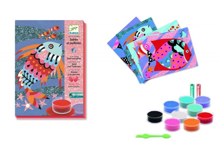 Quadri di sabbie e lustrini, Pesci colorati - Djeco - Art. 08661