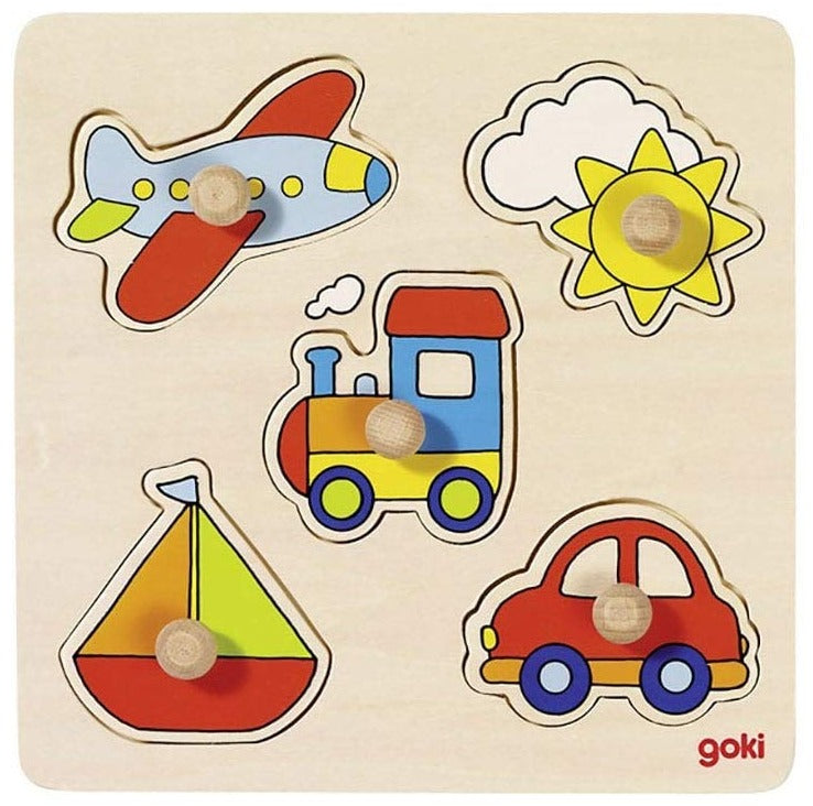 Puzzle in legno con pomelli, Veicoli - Goki - Art. 57545-2