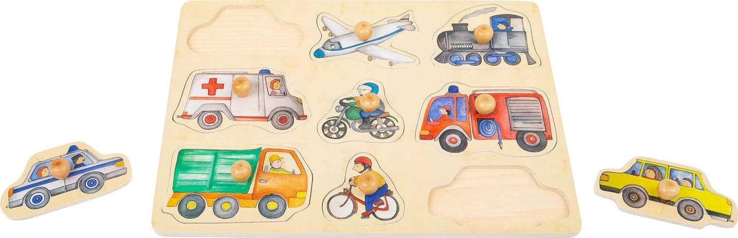 Puzzle in legno con pomelli: Veicoli - Small Foot - Art. 11503