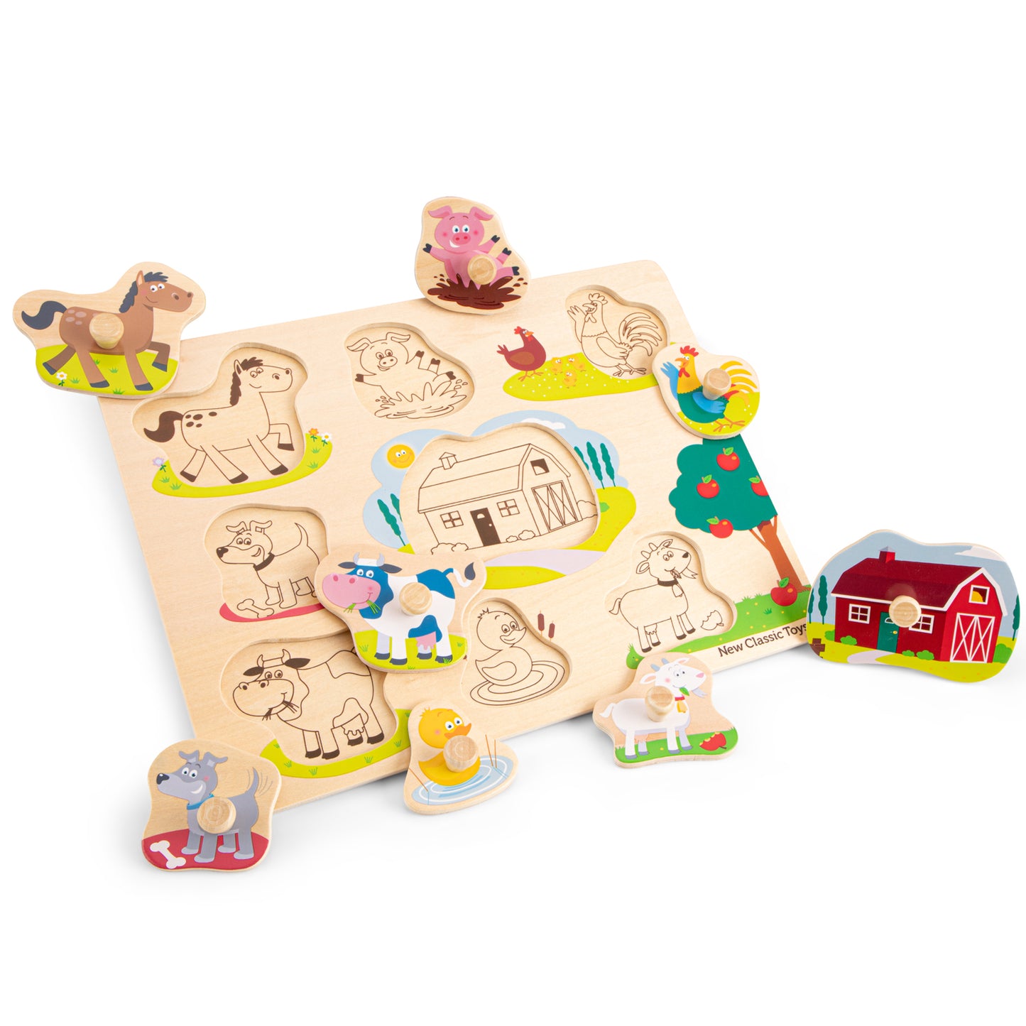 Puzzle in legno con pomelli Fattoria - New Classic Toys - Art. 10430