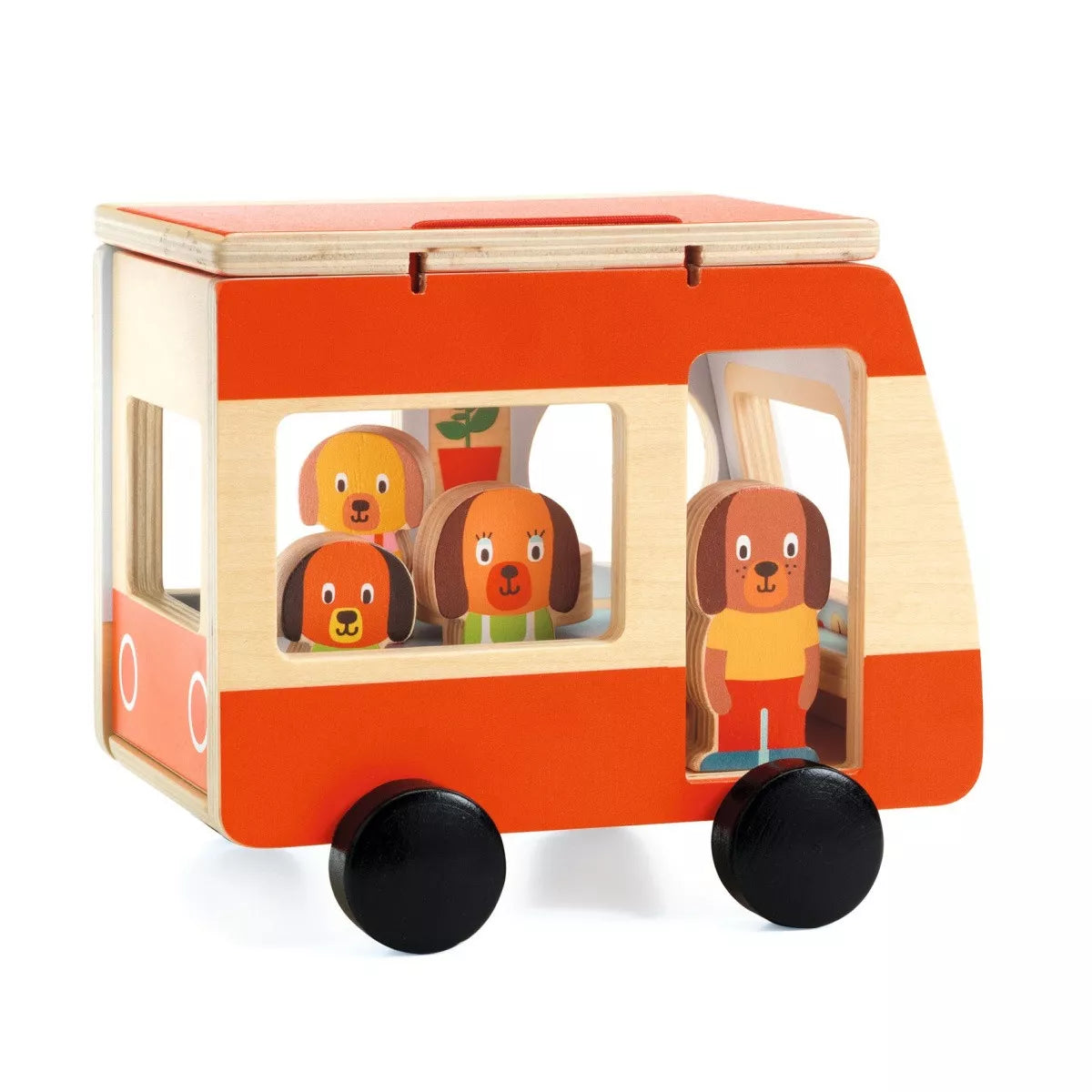 Minicombi con Roulotte e famiglia di cagnolini - Djeco - Art. 06399