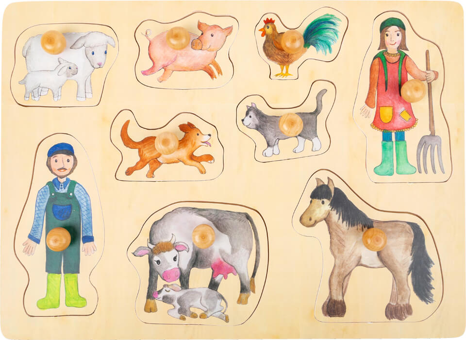 Puzzle in legno con pomelli: Fattoria - Small Foot - Art. 11500