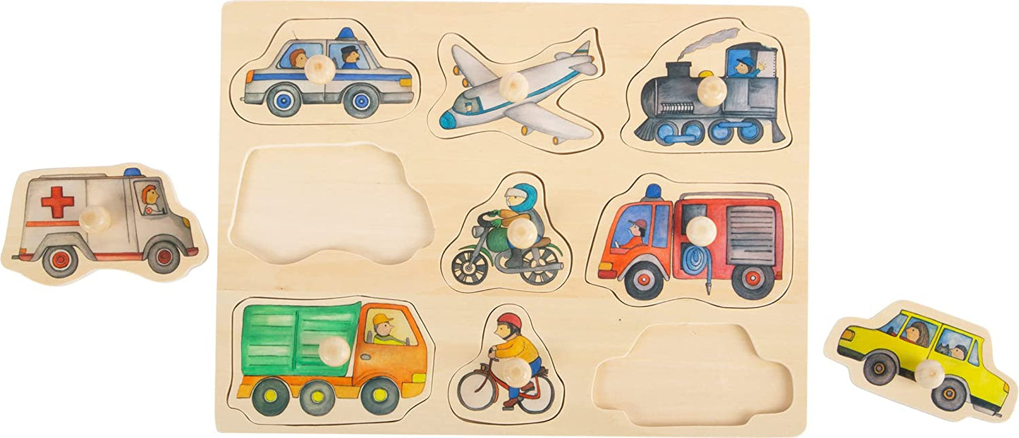 Puzzle in legno con pomelli: Veicoli - Small Foot - Art. 11503