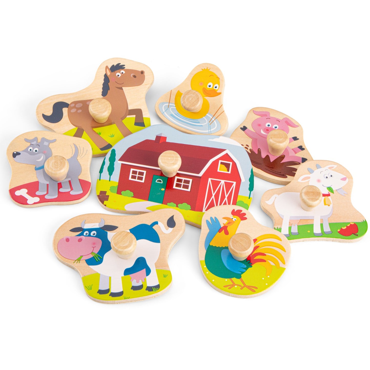 Puzzle in legno con pomelli Fattoria - New Classic Toys - Art. 10430