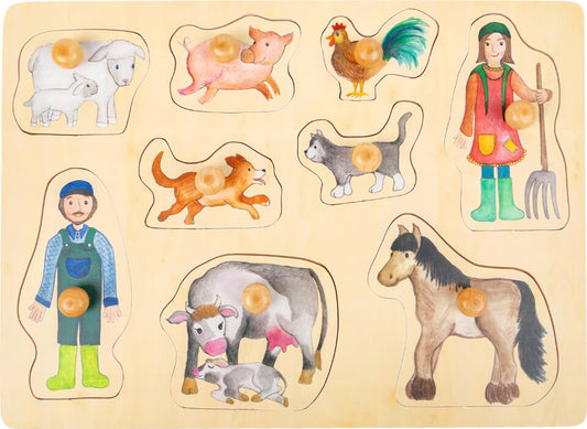 Puzzle in legno con pomelli: Fattoria - Small Foot - Art. 11500