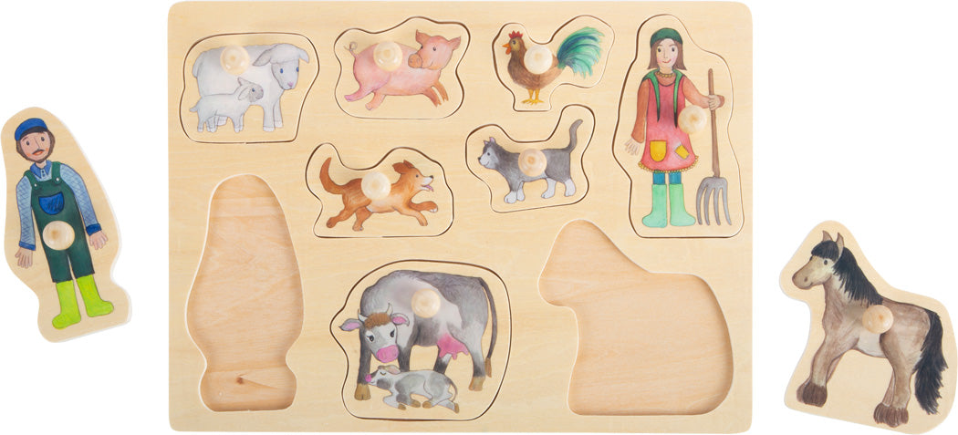 Puzzle in legno con pomelli: Fattoria - Small Foot - Art. 11500
